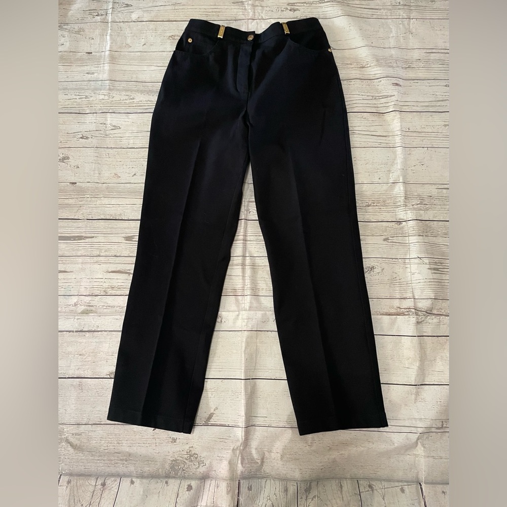 😍 ST John Women’s Black Straight leg Pants cotton and spandex Size 6 Small